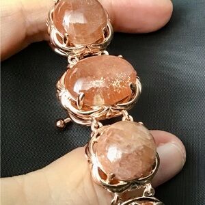 JTV Orange Sunstone 3 Stone Copper Link Bracelet